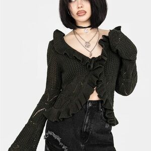 Disturbia Belleview Ruffle Crop Cardigan size Large